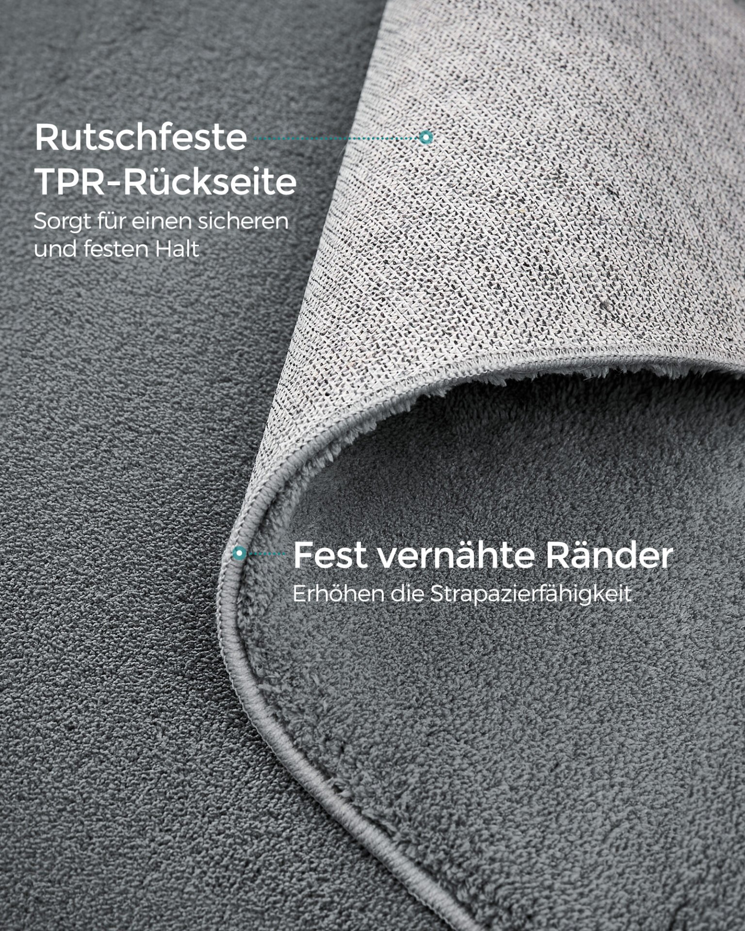 SONGMICS Rug, 160 x 230 cm, Non-Slip Rug, Home Decor, for Living Room, Bedroom, Nursery, Machine Washable, Modern Style, Dove Gray TAR013G01 5 SONGMICS Rug, 160 x 230 cm, Non-Slip Rug, Home Decor, for Living Room, Bedroom, Nursery, Machine Washable, Modern Style, Dove Gray TAR013G01 - Bild 5