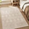 Vacker beige bohemisk matta för vardagsrum och sovrum, non-slip och maskintvättbar.