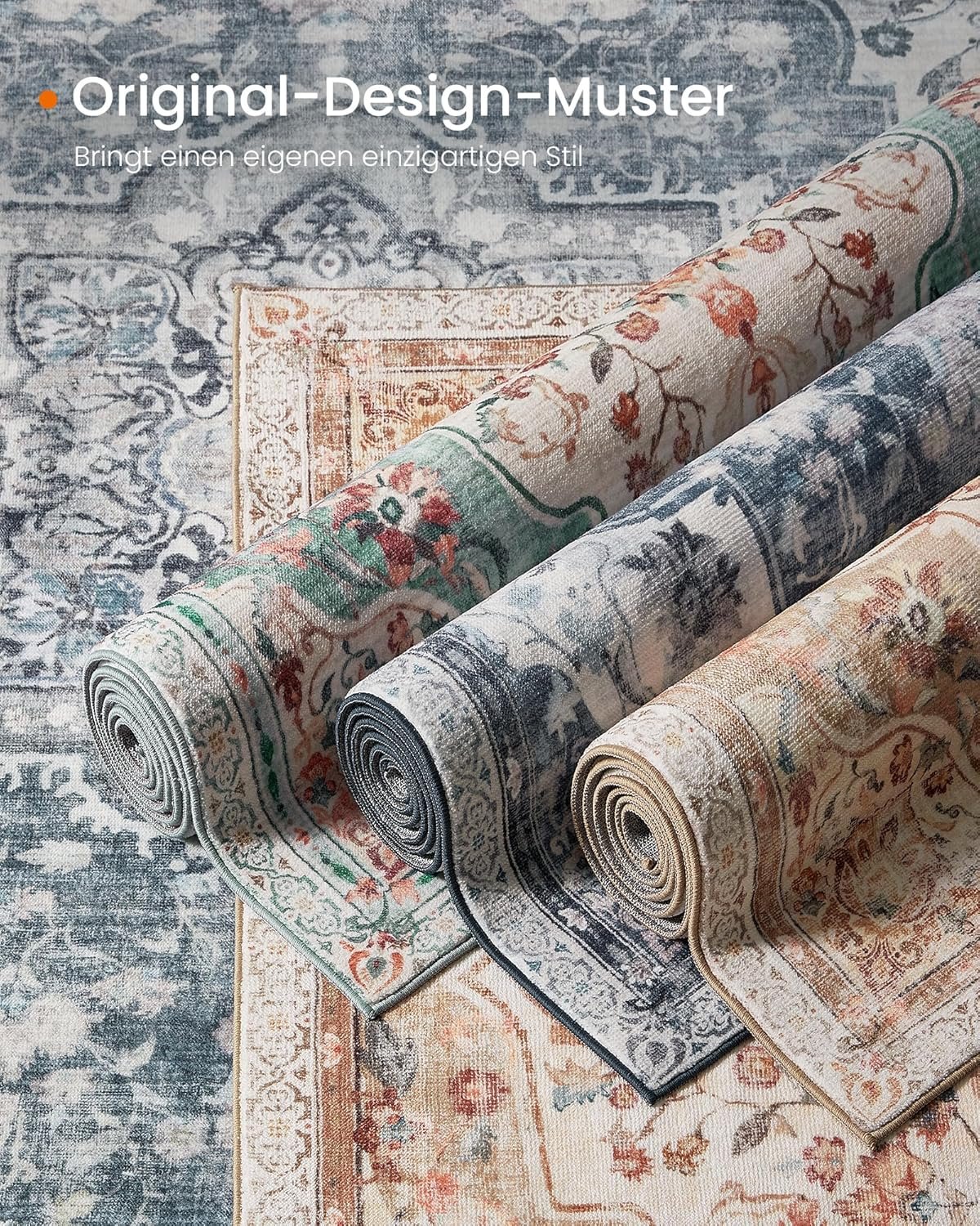 Matta 120 x 170 cm Vardagsrumsmatta Halkfri Matta Traditionell Vintage Style Living, Aqua Blå 6 Matta 120 x 170 cm Vardagsrumsmatta Halkfri Matta Traditionell Vintage Style Living, Aqua Blå - Bild 6