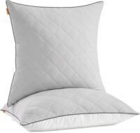 Set med 2 kuddar, vändbara 80 x 80 cm, svalkande mjukt överdrag, 1200 g fyllning, duvgrå