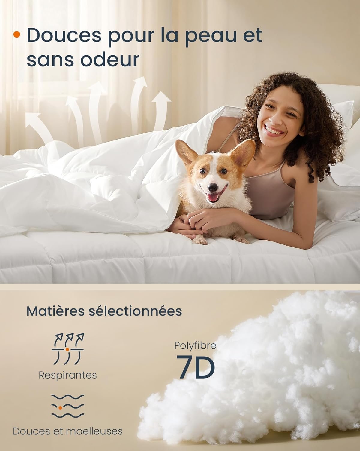 SONGMICS HOME 2 in 1 Duvet Set, 220 x 240 cm Duvets, Consisting of a 150 GSM Summer Duvet and a 350 GSM Winter Duvet, 500 GSM All Season Duvet, 4 Seasons, Cloud White TDC004W01 4 SONGMICS HOME 2 in 1 Duvet Set, 220 x 240 cm Duvets, Consisting of a 150 GSM Summer Duvet and a 350 GSM Winter Duvet, 500 GSM All Season Duvet, 4 Seasons, Cloud White TDC004W01 - Bild 4