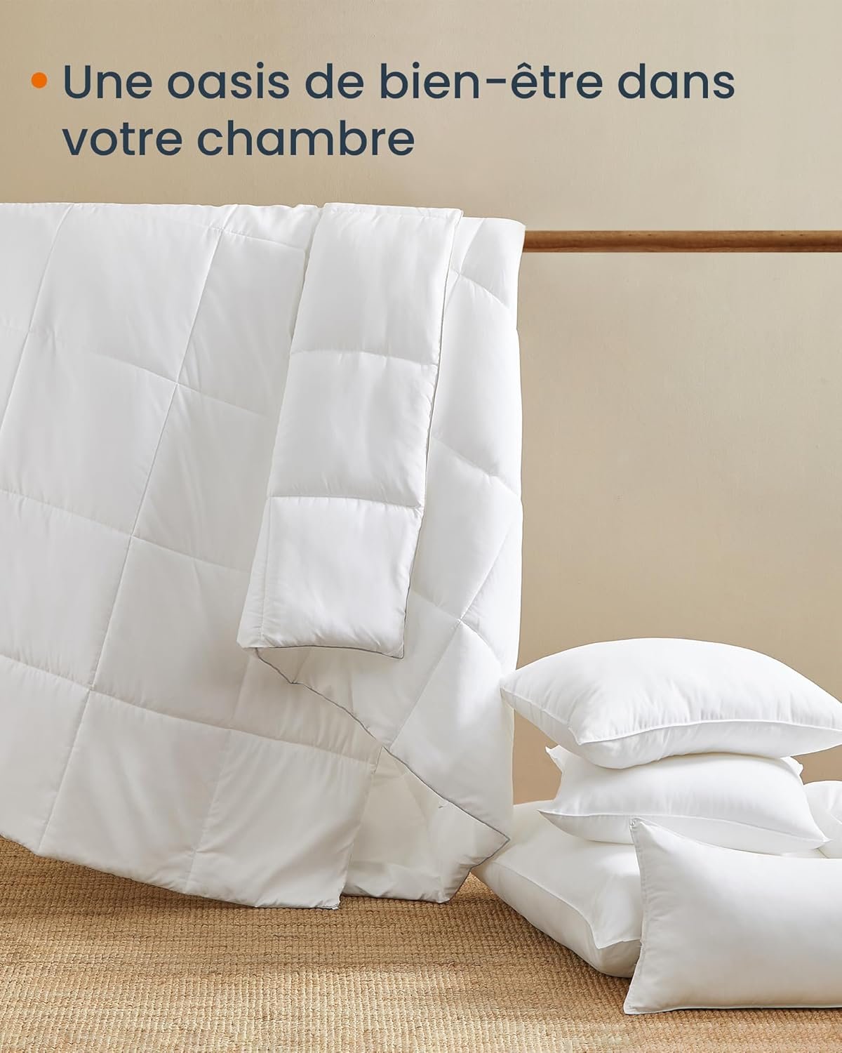 SONGMICS HOME 2 in 1 Duvet Set, 220 x 240 cm Duvets, Consisting of a 150 GSM Summer Duvet and a 350 GSM Winter Duvet, 500 GSM All Season Duvet, 4 Seasons, Cloud White TDC004W01 6 SONGMICS HOME 2 in 1 Duvet Set, 220 x 240 cm Duvets, Consisting of a 150 GSM Summer Duvet and a 350 GSM Winter Duvet, 500 GSM All Season Duvet, 4 Seasons, Cloud White TDC004W01 - Bild 6