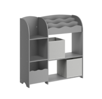 Förvaringshylla för barn, bokhylla, bok- och leksakslådor med 2 förvaringslådor, duvgrå