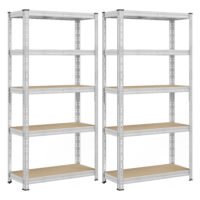 Robusta förvaringshyllor, set om 2, garagehylla, 40 x 90 x 180 cm, silver