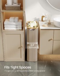 Tvättkorg med lock, smal tvättkorg, 65 l, 42 x 22,5 x 70,5 cm, kamelbrun - Bild 3
