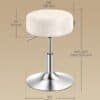 Justerbar sminkpall med 360° vridbar sits och metallbas.