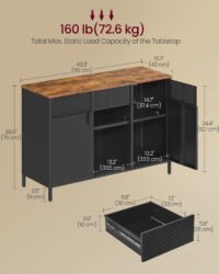 Förvaringsskåp, metallskåp, skänk med 2 dörrar, stålram, rustik brun och mattsvart 6 Förvaringsskåp, metallskåp, skänk med 2 dörrar, stålram, rustik brun och mattsvart - Bild 6