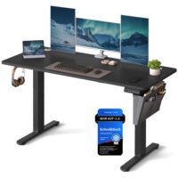 Elektriskt skrivbord, justerbart bord, minnesfunktion för 4 höjder, för hemmakontor, bläcksvart