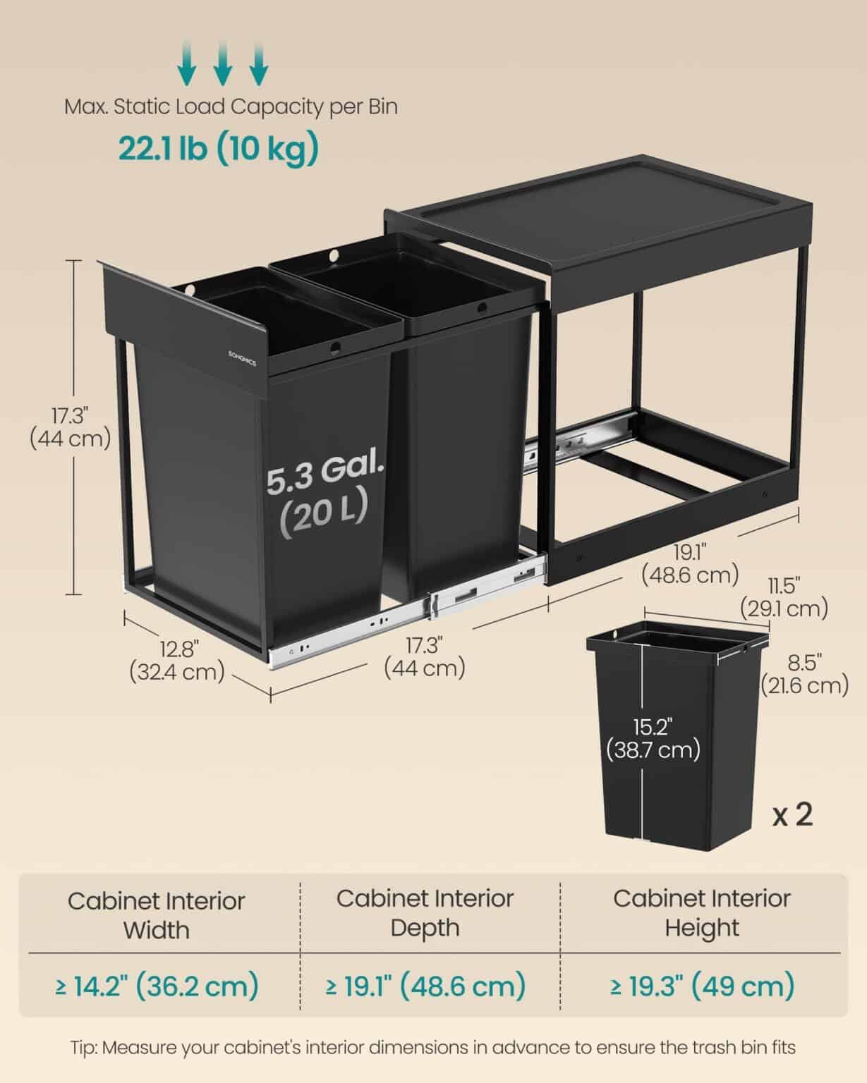 Återvinningskärl för kontor: praktisk guide för små arbetsplatser 10 bläcksvart inbyggd soptunna 2 x 20 liter för kontorets fikarum