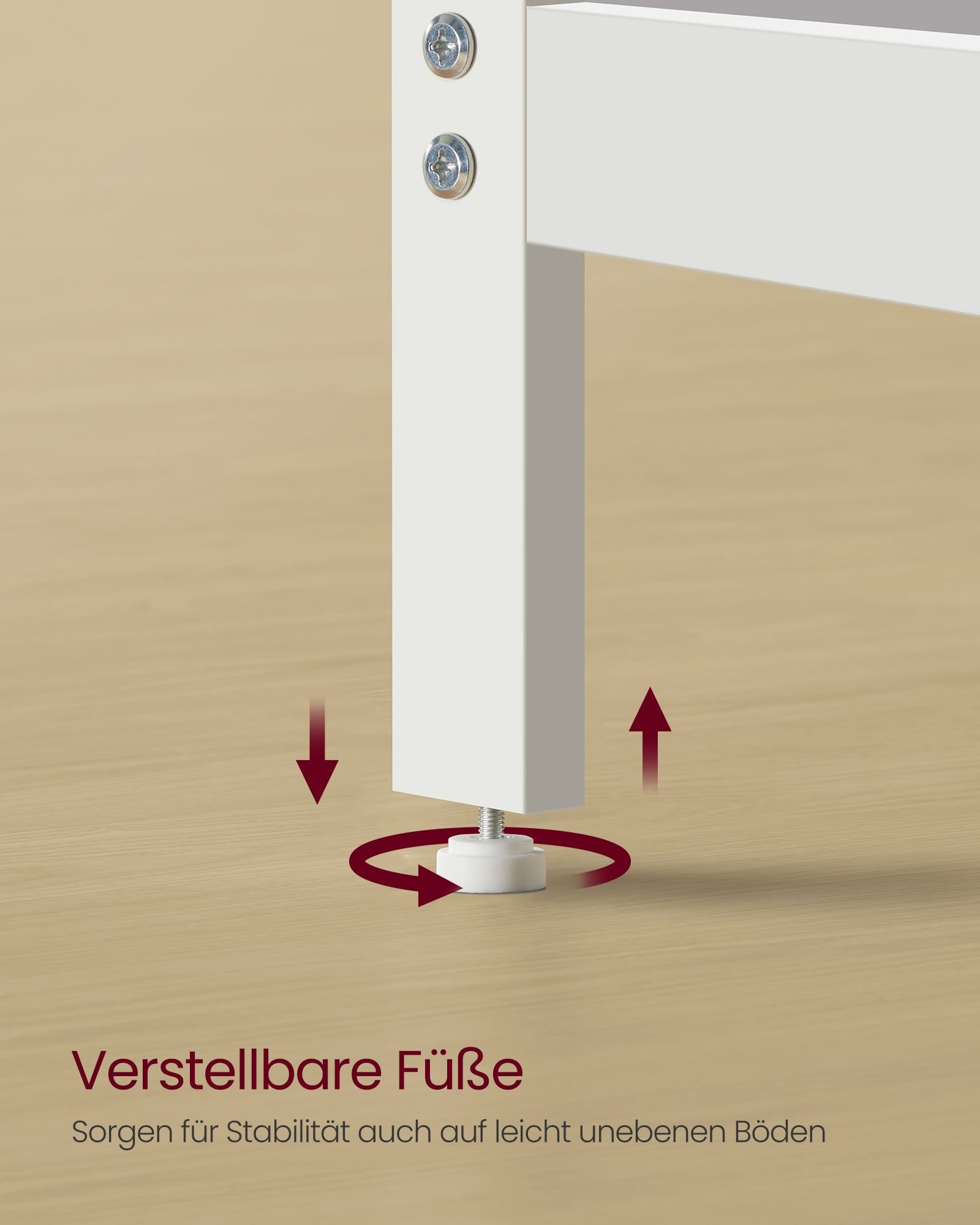 VASAGLE Computer Desk, Writing Desk with 2 Shelves on Left or Right, Work Table for Office Living Room, Steel Frame, Modern, Maple White LWD047W44 5 VASAGLE Computer Desk, Writing Desk with 2 Shelves on Left or Right, Work Table for Office Living Room, Steel Frame, Modern, Maple White LWD047W44 - Bild 5