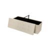 Fällbar förvaringspuff i beige med lock och tuftad design.