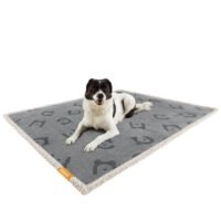 Vattentät hundfilt, sherpa fleece filt för husdjur, 127 x 101 cm, grå