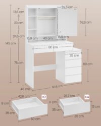 LED-belysningsbord med justerbar ljusstyrka, sminkbord, Cloud White 5 LED-belysningsbord med justerbar ljusstyrka, sminkbord, Cloud White - Bild 5