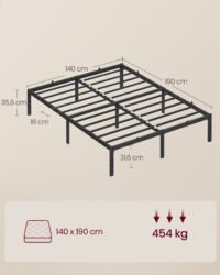 Sängram 140 x 190 med metallbas, metallram, förvaringsutrymme under, bläcksvart 6 Sängram 140 x 190 med metallbas, metallram, förvaringsutrymme under, bläcksvart - Bild 6