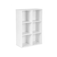VASAGLE Wooden 3-Tier Bookcase Book Shelf Display Storage Shelf with 6 Compartments White LBC203D