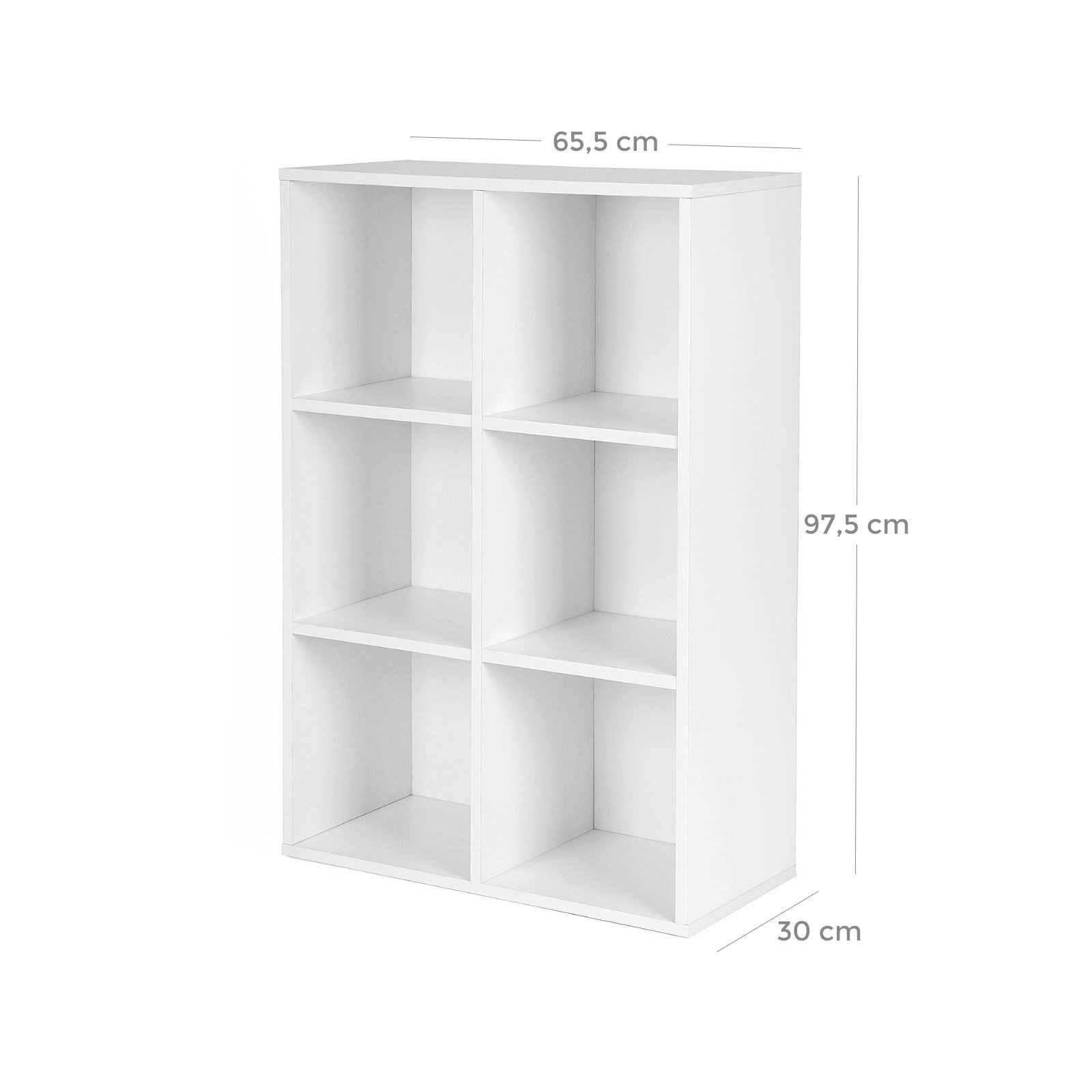 VASAGLE Wooden 3-Tier Bookcase Book Shelf Display Storage Shelf with 6 Compartments White LBC203D 4 VASAGLE Wooden 3-Tier Bookcase Book Shelf Display Storage Shelf with 6 Compartments White LBC203D - Bild 4
