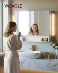 VASAGLE KAILYN Collection - Medicine Cabinet Mirror, Bathroom Wall Mirror Cabinet with Storage, Open Compartment, Adjustable Shelves, 6.5 x 35.4 x 29.5 Inches, Cloud White BBK130W01