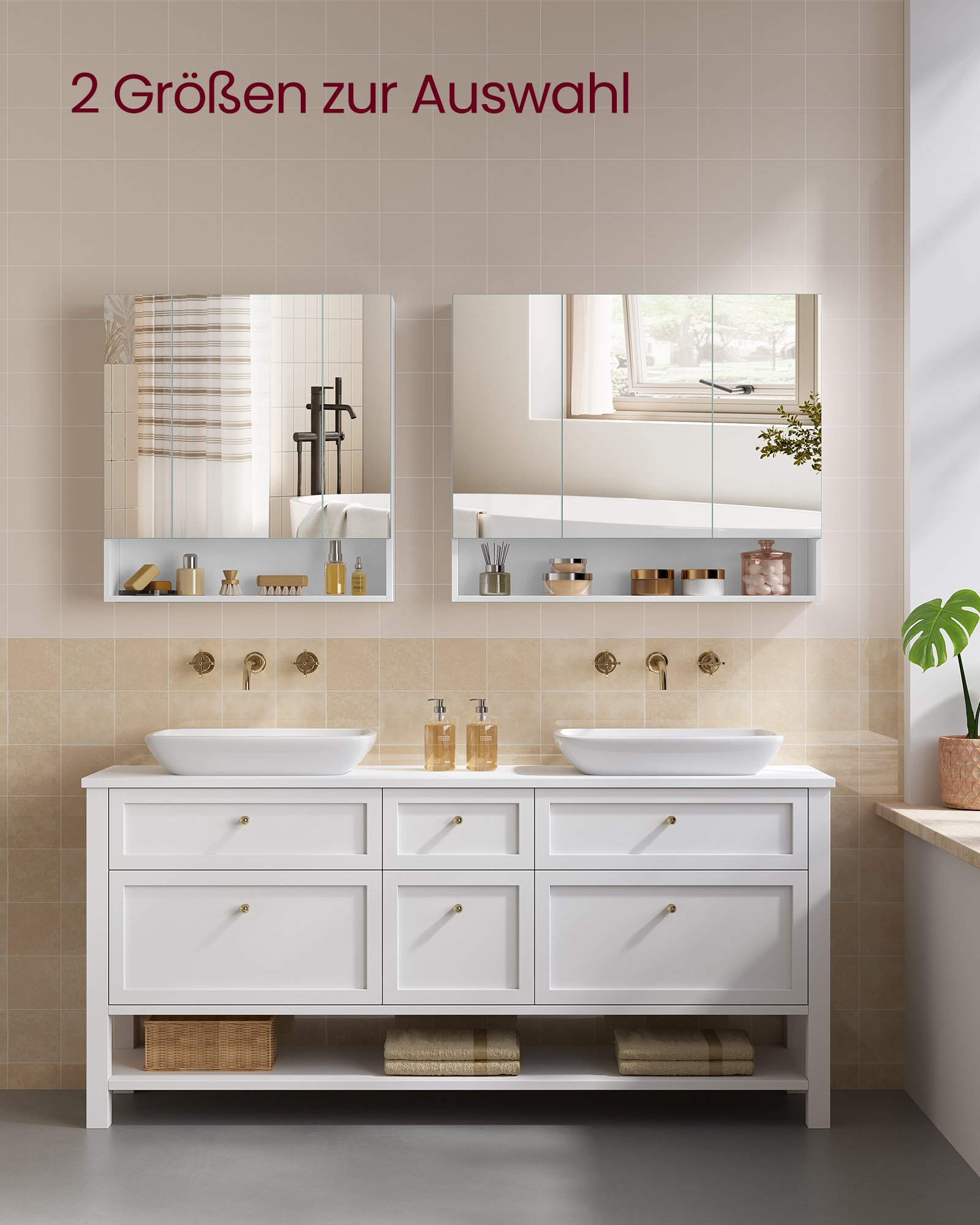 VASAGLE KAILYN Collection - Medicine Cabinet Mirror, Bathroom Wall Mirror Cabinet with Storage, Open Compartment, Adjustable Shelves, 6.5 x 35.4 x 29.5 Inches, Cloud White BBK130W01 6 VASAGLE KAILYN Collection - Medicine Cabinet Mirror, Bathroom Wall Mirror Cabinet with Storage, Open Compartment, Adjustable Shelves, 6.5 x 35.4 x 29.5 Inches, Cloud White BBK130W01 - Bild 6