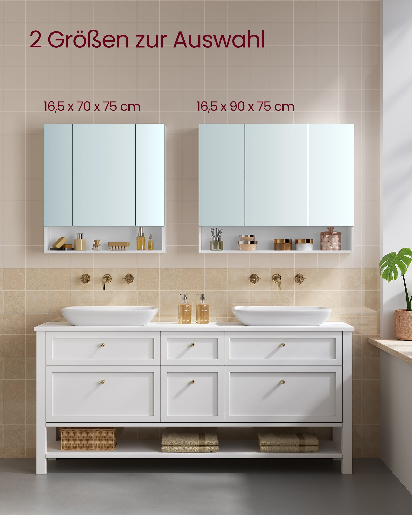 VASAGLE KAILYN Collection - Medicine Cabinet Mirror, Bathroom Wall Mirror Cabinet with Storage, Open Compartment, Adjustable Shelves, 6.5 x 35.4 x 29.5 Inches, Cloud White BBK130W01 7 VASAGLE KAILYN Collection - Medicine Cabinet Mirror, Bathroom Wall Mirror Cabinet with Storage, Open Compartment, Adjustable Shelves, 6.5 x 35.4 x 29.5 Inches, Cloud White BBK130W01 - Bild 7