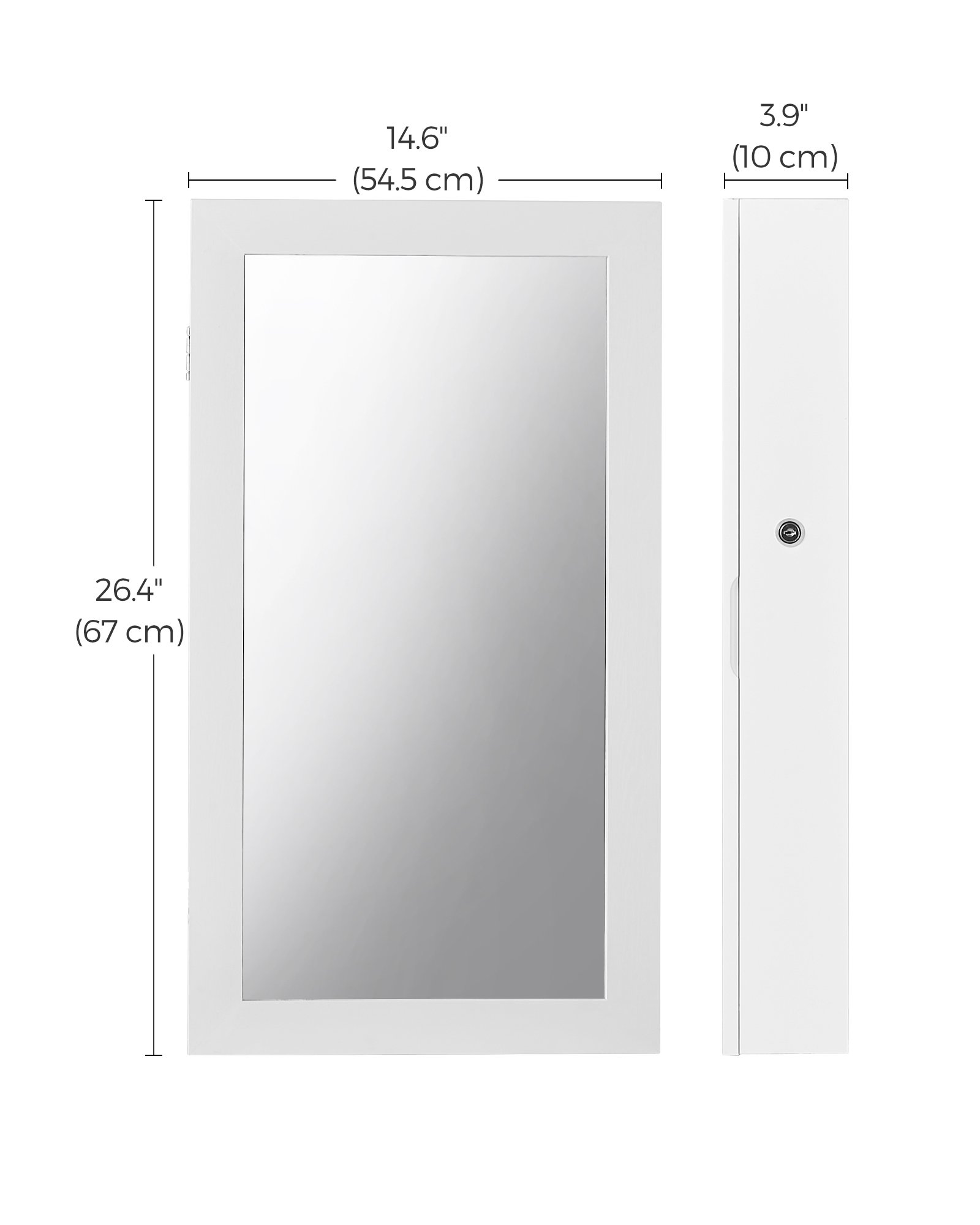 SONGMICS Lockable Jewelry Cabinet Armoire with Mirror, Wall-Mounted Space Saving Jewelry Storage Organizer, White JJC51WT 6 SONGMICS Lockable Jewelry Cabinet Armoire with Mirror, Wall-Mounted Space Saving Jewelry Storage Organizer, White JJC51WT - Bild 6