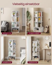 VASAGLE Custos Collection - Rotating Bookcase, Storage Shelf with 4 Levels, Standing Shelf with Open Compartments, 40 x 40 x 124.6 cm, for Bedroom, Living Room, Office, Cloud White LBC471WB01 - Bild 6