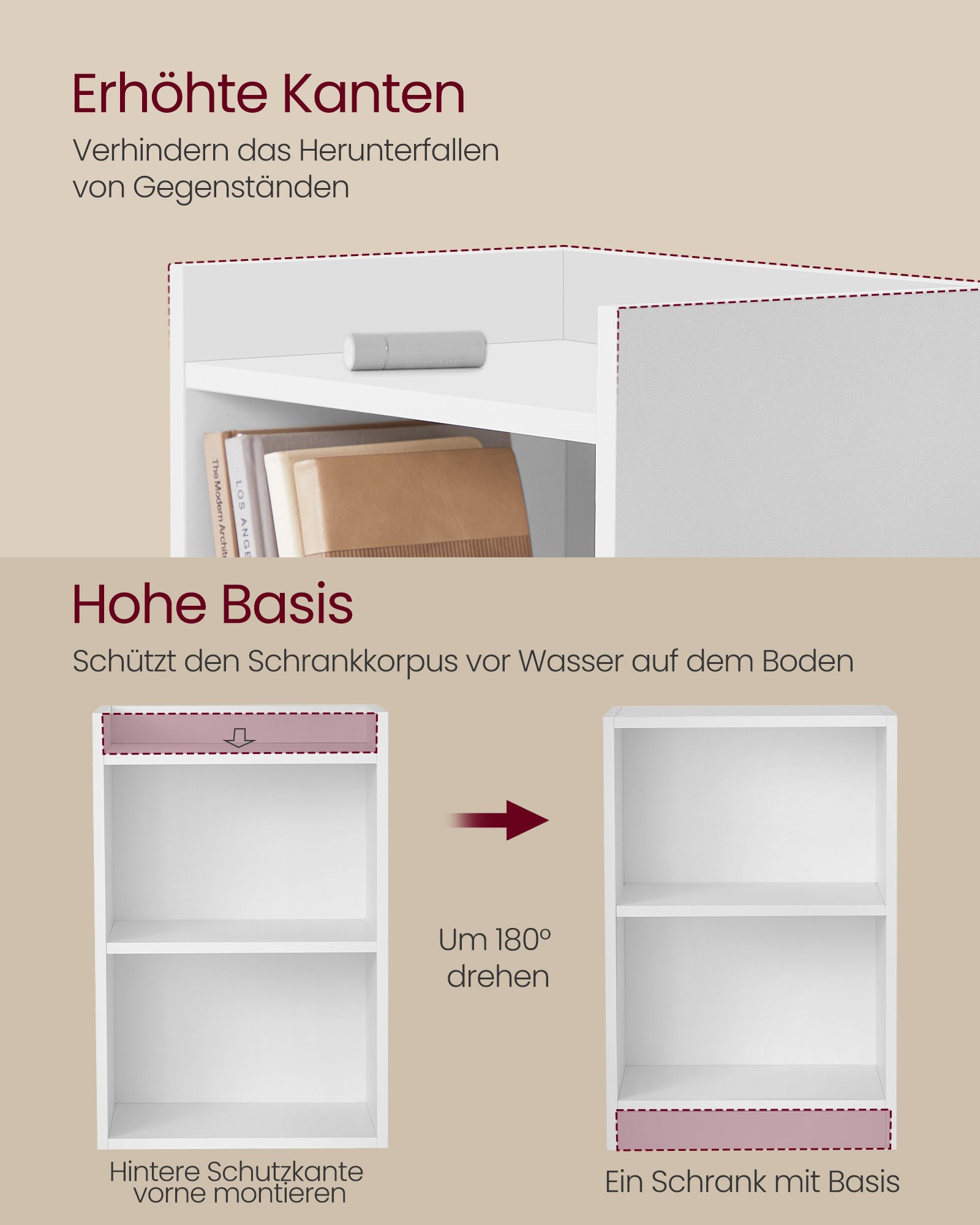 VASAGLE Custos Collection - Bedside Table with Open Compartments, Side Table with Adjustable Shelf, Dual Use, Easy Assembly, for Bedroom, Living Room, Cloud White LET666WB01 2 VASAGLE Custos Collection - Bedside Table with Open Compartments, Side Table with Adjustable Shelf, Dual Use, Easy Assembly, for Bedroom, Living Room, Cloud White LET666WB01 - Bild 2