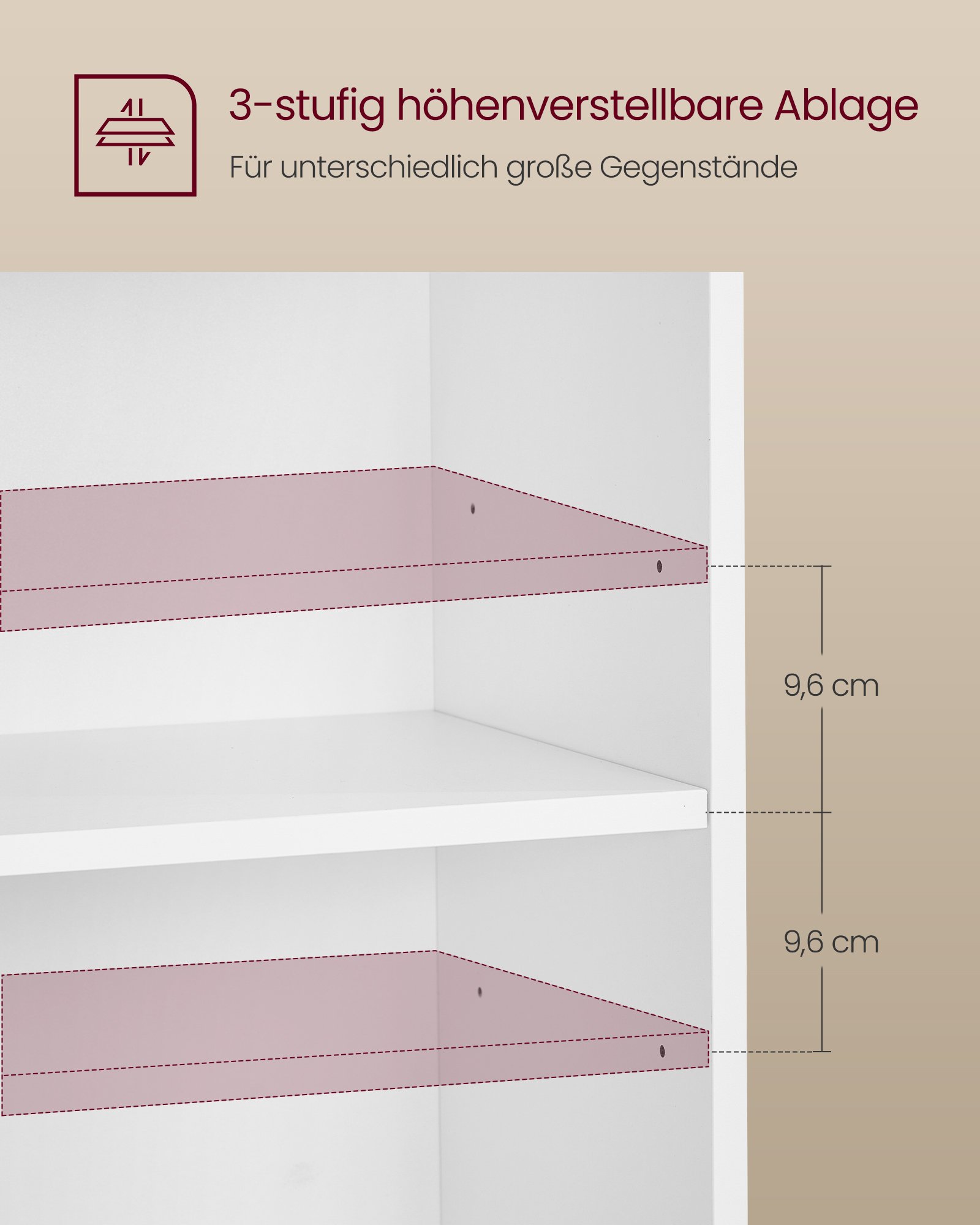 VASAGLE Custos Collection - Bedside Table with Open Compartments, Side Table with Adjustable Shelf, Dual Use, Easy Assembly, for Bedroom, Living Room, Cloud White LET666WB01 3 VASAGLE Custos Collection - Bedside Table with Open Compartments, Side Table with Adjustable Shelf, Dual Use, Easy Assembly, for Bedroom, Living Room, Cloud White LET666WB01 - Bild 3