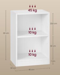 VASAGLE Custos Collection - Bedside Table with Open Compartments, Side Table with Adjustable Shelf, Dual Use, Easy Assembly, for Bedroom, Living Room, Cloud White LET666WB01 - Bild 4