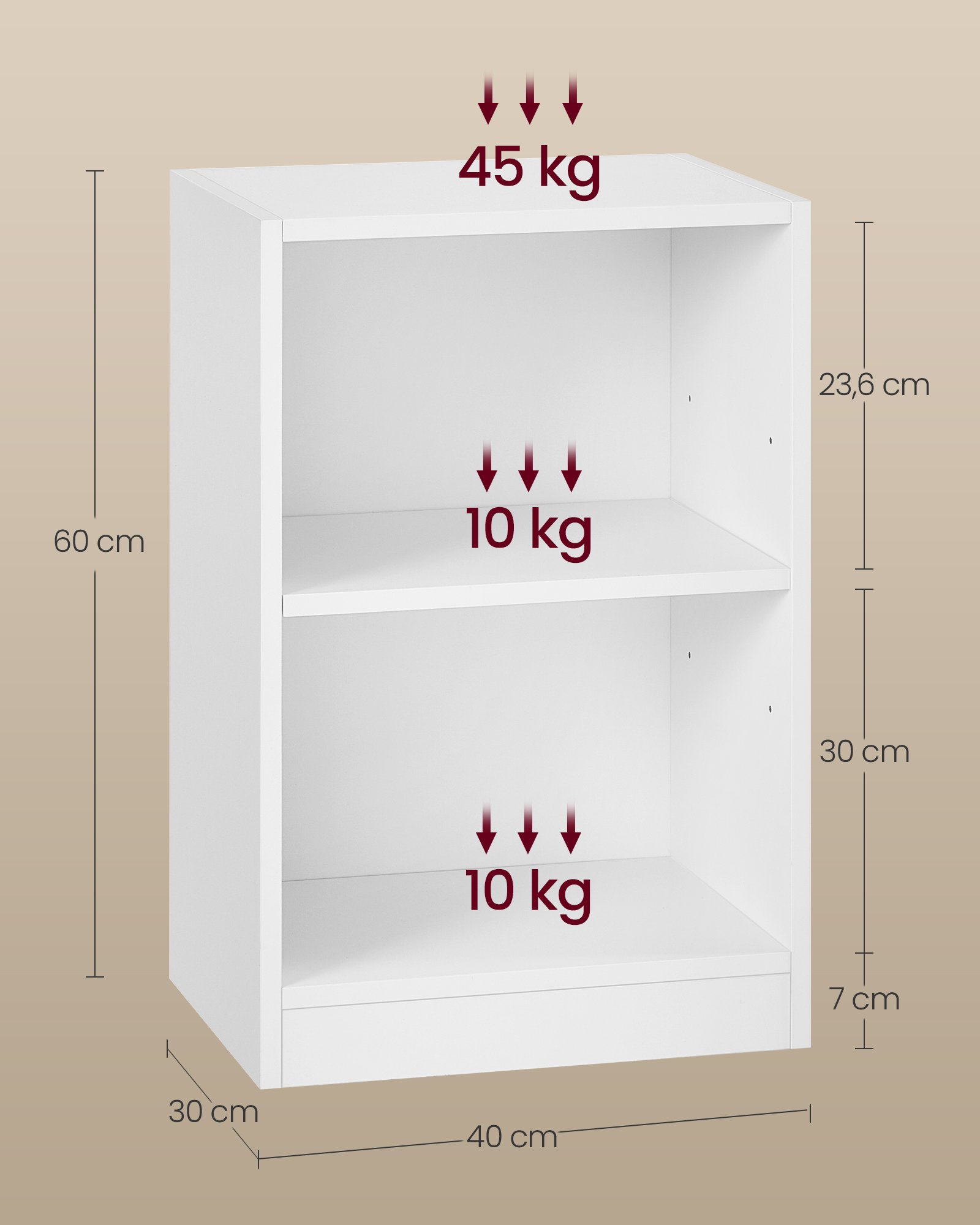VASAGLE Custos Collection - Bedside Table with Open Compartments, Side Table with Adjustable Shelf, Dual Use, Easy Assembly, for Bedroom, Living Room, Cloud White LET666WB01 4 VASAGLE Custos Collection - Bedside Table with Open Compartments, Side Table with Adjustable Shelf, Dual Use, Easy Assembly, for Bedroom, Living Room, Cloud White LET666WB01 - Bild 4