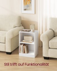 VASAGLE Custos Collection - Bedside Table with Open Compartments, Side Table with Adjustable Shelf, Dual Use, Easy Assembly, for Bedroom, Living Room, Cloud White LET666WB01 - Bild 5