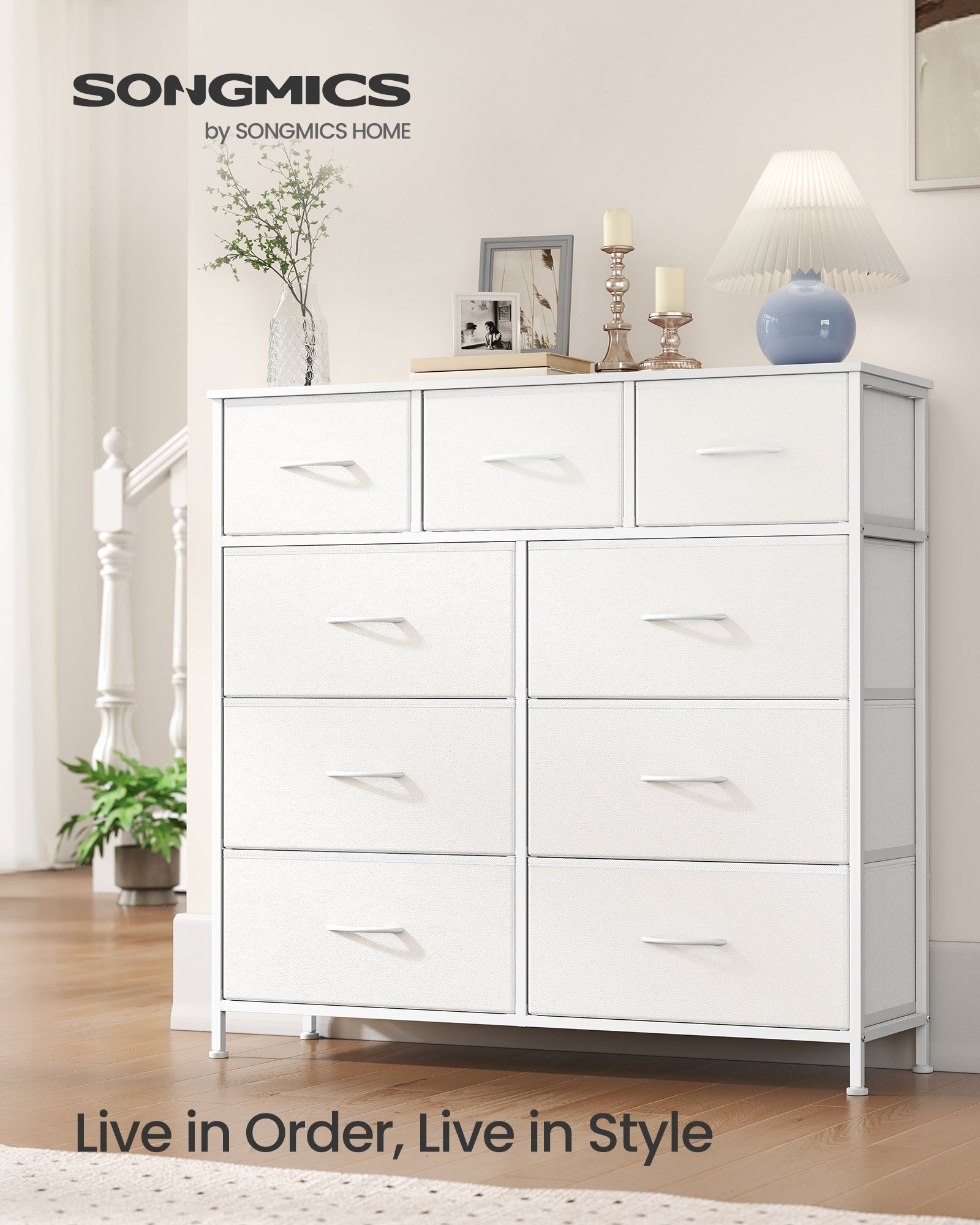 SONGMICS BELLAH Collection - Chest of Drawers, Storage Unit, Steel, for Bedroom, Closet, Hallway, Living Room, 9 Drawers, Modern, Cloud White and Snow White LGS324WH01 2 SONGMICS BELLAH Collection - Chest of Drawers, Storage Unit, Steel, for Bedroom, Closet, Hallway, Living Room, 9 Drawers, Modern, Cloud White and Snow White LGS324WH01 - Bild 2