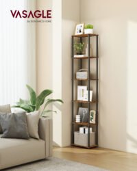 VASAGLE Superfast Toolless Assembly, 6-Tier Storage Shelf, Standing Shelving Unit, 38 x 23.8 x 173.4 cm, Living Room, Bedroom, Kitchen, Rustic Brown and Ink Black LLS136K01