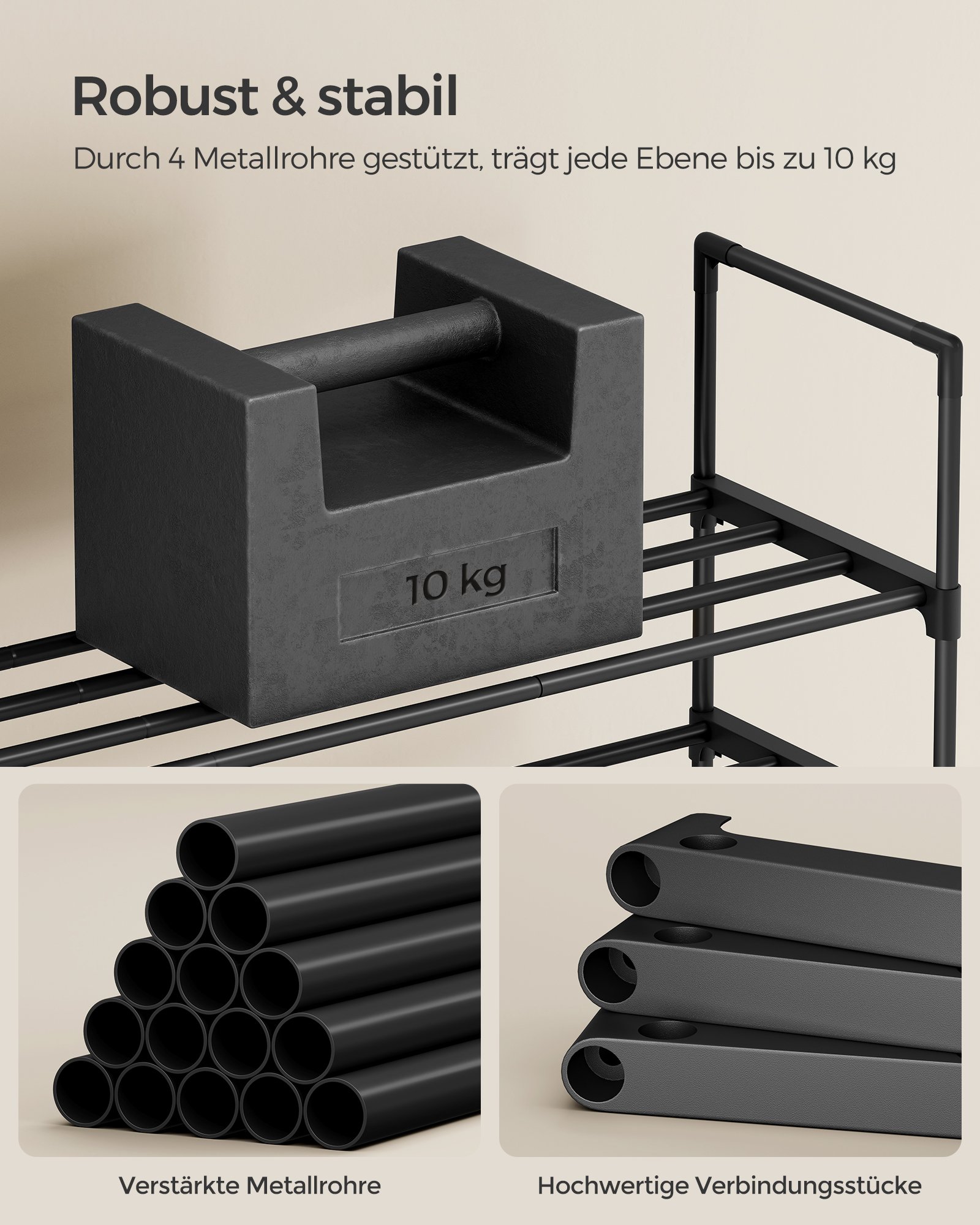 SONGMICS Shoe Rack 2 Tier Shoe Rack Metal Shoe Storage Shoe Organizer Upright or Inverted for 6-9 Pairs of Shoes Stackable Hallway 30 x 68 x 33.8 cm Black LSA202B01 4 SONGMICS Shoe Rack 2 Tier Shoe Rack Metal Shoe Storage Shoe Organizer Upright or Inverted for 6-9 Pairs of Shoes Stackable Hallway 30 x 68 x 33.8 cm Black LSA202B01 - Bild 4