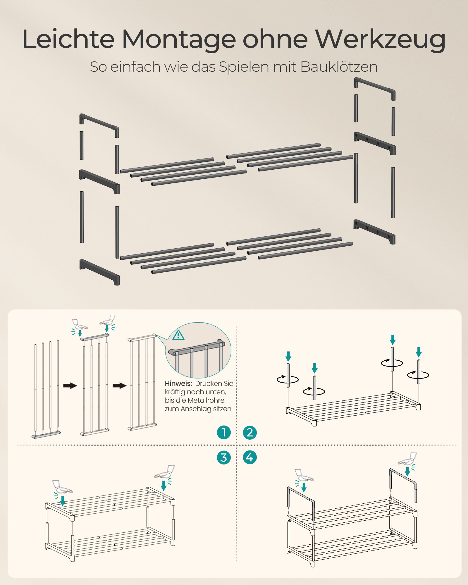 SONGMICS Shoe Rack 2 Tier Shoe Rack Metal Shoe Storage Shoe Organizer Upright or Inverted for 6-9 Pairs of Shoes Stackable Hallway 30 x 68 x 33.8 cm Black LSA202B01 6 SONGMICS Shoe Rack 2 Tier Shoe Rack Metal Shoe Storage Shoe Organizer Upright or Inverted for 6-9 Pairs of Shoes Stackable Hallway 30 x 68 x 33.8 cm Black LSA202B01 - Bild 6