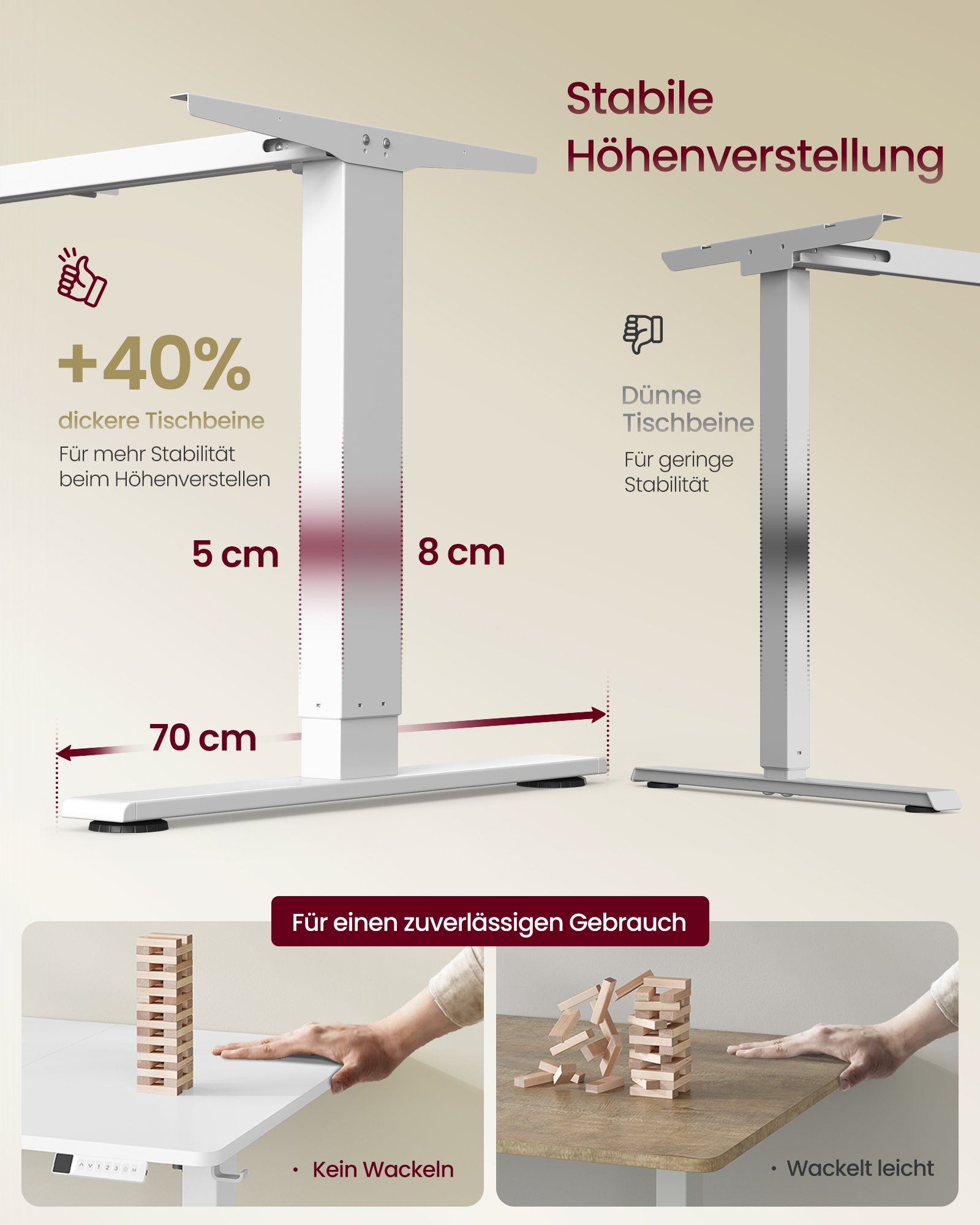 VASAGLE Height Adjustable Desk, 160 x 80 cm, USB-C Port, Power Strip Shelf, Standing Table, Long Sit Reminder, 3 Memory Buttons, for Office, Matte White LSD146WZ02 3 VASAGLE Height Adjustable Desk, 160 x 80 cm, USB-C Port, Power Strip Shelf, Standing Table, Long Sit Reminder, 3 Memory Buttons, for Office, Matte White LSD146WZ02 - Bild 3