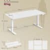 Justerbart skrivbord för kontor, ergonomiskt och robust, max belastning 80 kg.