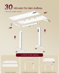VASAGLE LSD310WZ03 Height Adjustable Desk Standing Desk Computer Desk Memory 4 Height Adjustable Office Desk 100 x 60 cm Cloud White 5 VASAGLE LSD310WZ03 Height Adjustable Desk Standing Desk Computer Desk Memory 4 Height Adjustable Office Desk 100 x 60 cm Cloud White - Bild 5