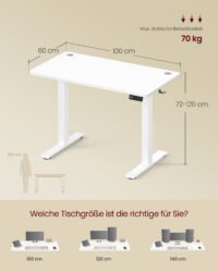 VASAGLE LSD310WZ03 Height Adjustable Desk Standing Desk Computer Desk Memory 4 Height Adjustable Office Desk 100 x 60 cm Cloud White 6 VASAGLE LSD310WZ03 Height Adjustable Desk Standing Desk Computer Desk Memory 4 Height Adjustable Office Desk 100 x 60 cm Cloud White - Bild 6