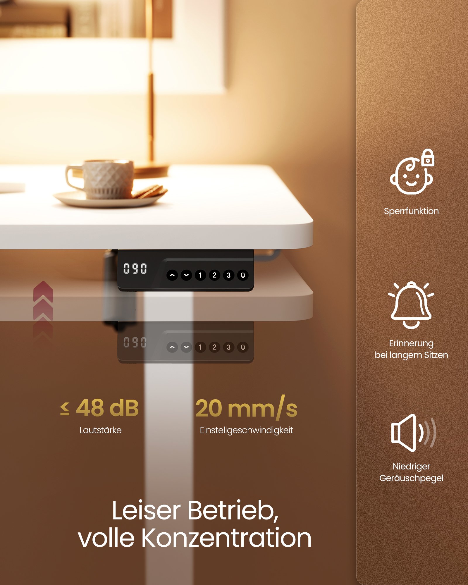 Elektriskt skrivbord, datorbord, minnesfunktion, för kontor, 140 x 60 cm, Cloud White 4 Elektriskt skrivbord, datorbord, minnesfunktion, för kontor, 140 x 60 cm, Cloud White - Bild 4