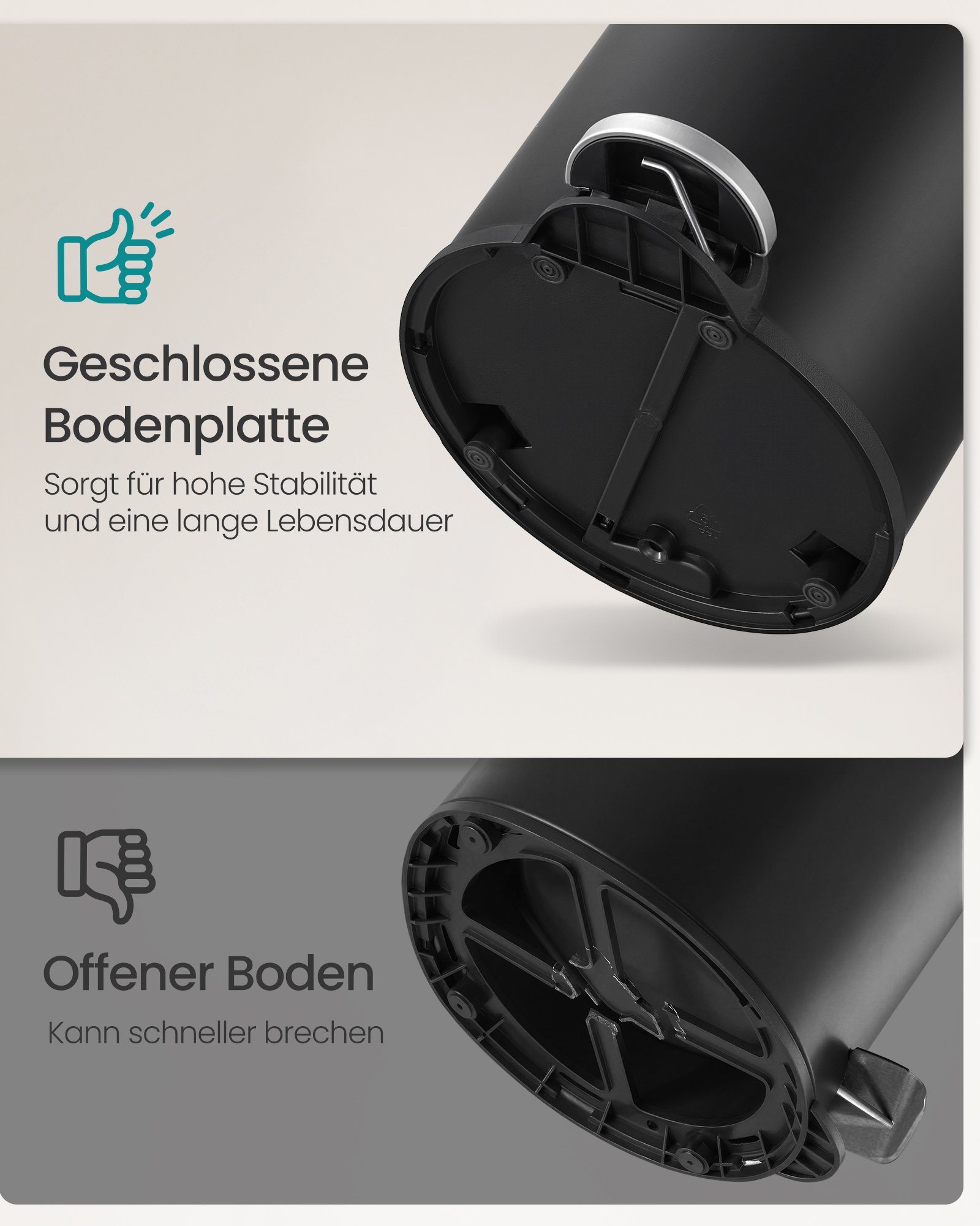 Badrumsavfallshink, 3 liters ståltoaletthink med mjukstängande lock, bläcksvart 5 Badrumsavfallshink, 3 liters ståltoaletthink med mjukstängande lock, bläcksvart - Bild 5