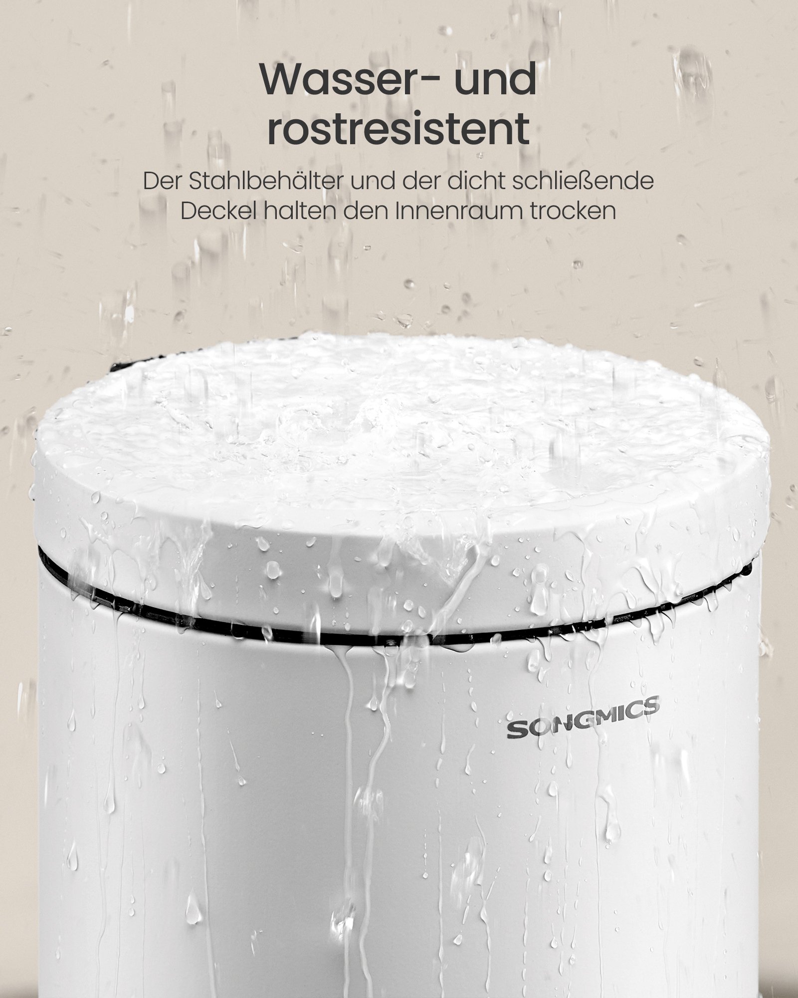 SONGMICS Bathroom Pedal Bin, 0.8 Gallon (3 L) Steel Toilet Bin with Soft-Close Lid, Inner Bucket, for Waste, Bedroom, Cloud White LTB013WZ01 2 SONGMICS Bathroom Pedal Bin, 0.8 Gallon (3 L) Steel Toilet Bin with Soft-Close Lid, Inner Bucket, for Waste, Bedroom, Cloud White LTB013WZ01 - Bild 2