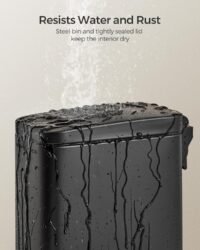 SONGMICS Bathroom Trash Can, 1.3 Gallon Small Trash Bin with Lid, Slim for Small Spaces, Stainless Steel Garbage Can, Soft Close, Black ULTB560B05 4 SONGMICS Bathroom Trash Can, 1.3 Gallon Small Trash Bin with Lid, Slim for Small Spaces, Stainless Steel Garbage Can, Soft Close, Black ULTB560B05 - Bild 4