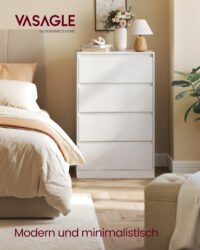 VASAGLE KAILYN Collection - Chest of Drawers for Bedroom, Storage Organiser Unit with 4 Drawers, 40 x 60 x 97.4 cm, Modern Style, Snow White LTS614WE02