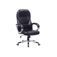 SONGMICS OBG22B - Swivel Office Chair, Study, Ergonomic, PU, with Wheels, Black, 76x66x32