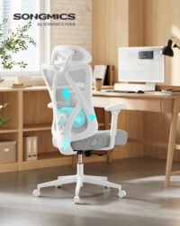 SONGMICS Ergonomic Office Chair, Desk Chair, Computer Chair, Mesh Chair, Adjustable Lumbar and Head Cushion, Load Capacity up to 150 kg, Height Adjustable, Cappuccino Beige OBN063GD02