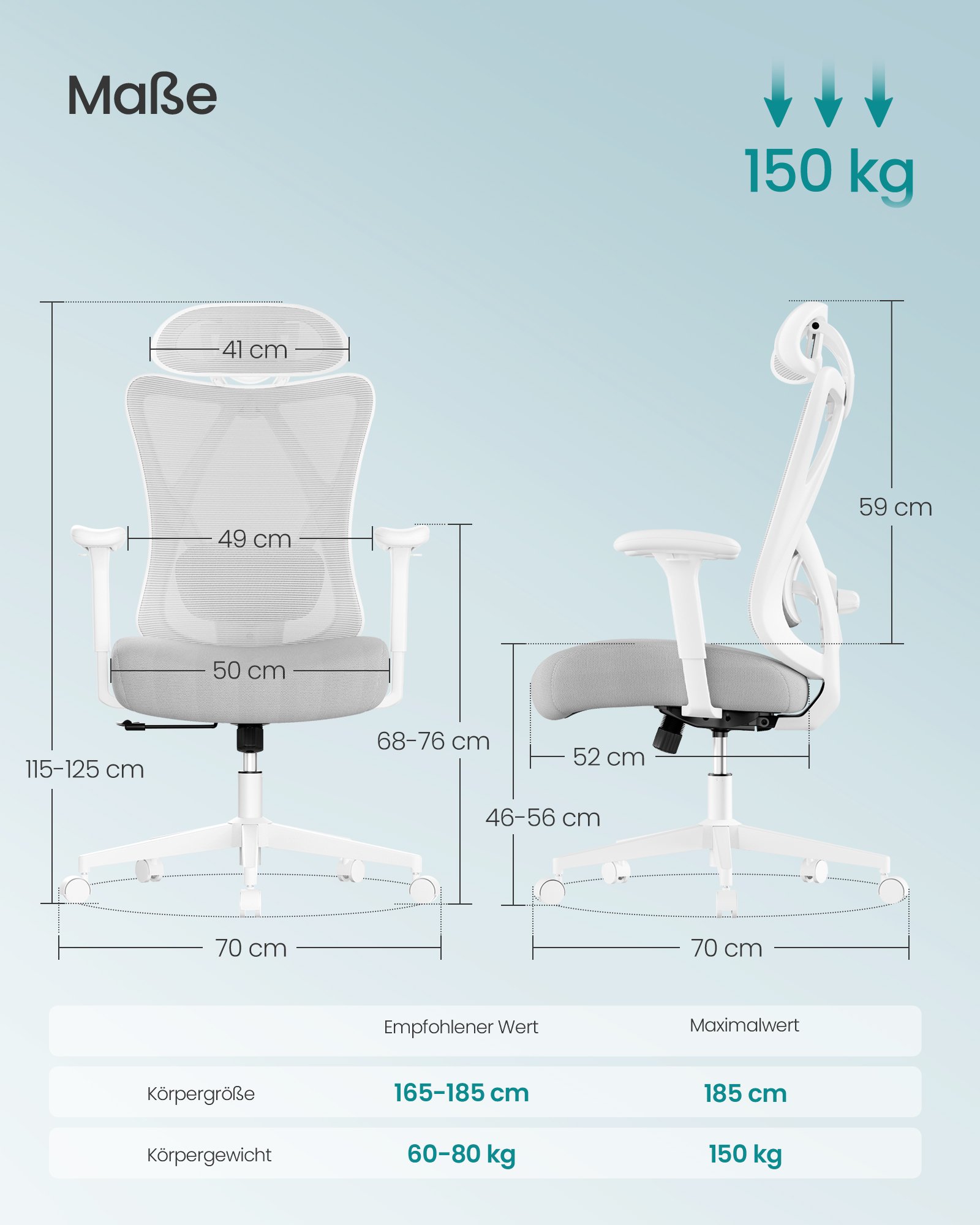 SONGMICS Ergonomic Office Chair, Desk Chair, Computer Chair, Mesh Chair, Adjustable Lumbar and Head Cushion, Load Capacity up to 150 kg, Height Adjustable, Cappuccino Beige OBN063GD02 2 SONGMICS Ergonomic Office Chair, Desk Chair, Computer Chair, Mesh Chair, Adjustable Lumbar and Head Cushion, Load Capacity up to 150 kg, Height Adjustable, Cappuccino Beige OBN063GD02 - Bild 2