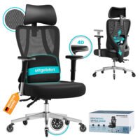 SONGMICS Ergonomic Office Chair with Adjustable Support, Ink Black, SKU: OBN067BH01
