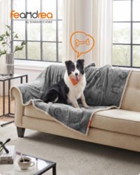 Feandrea Waterproof Dog Blanket, Sherpa Fleece Pet Blanket for Medium and Large Dogs, Cats, 152 x 127 cm, XL, Machine Washable, Reversible Dog Couch Cover Protector, Grey PPB060G01