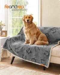 Feandrea Waterproof Dog Blanket, Sherpa Fleece Pet Blanket for Large and Extra Large Dogs, Cats, 203 x 152 cm, XXL, Machine Washable, Reversible Dog Couch Cover Protector, Grey PPB080G01