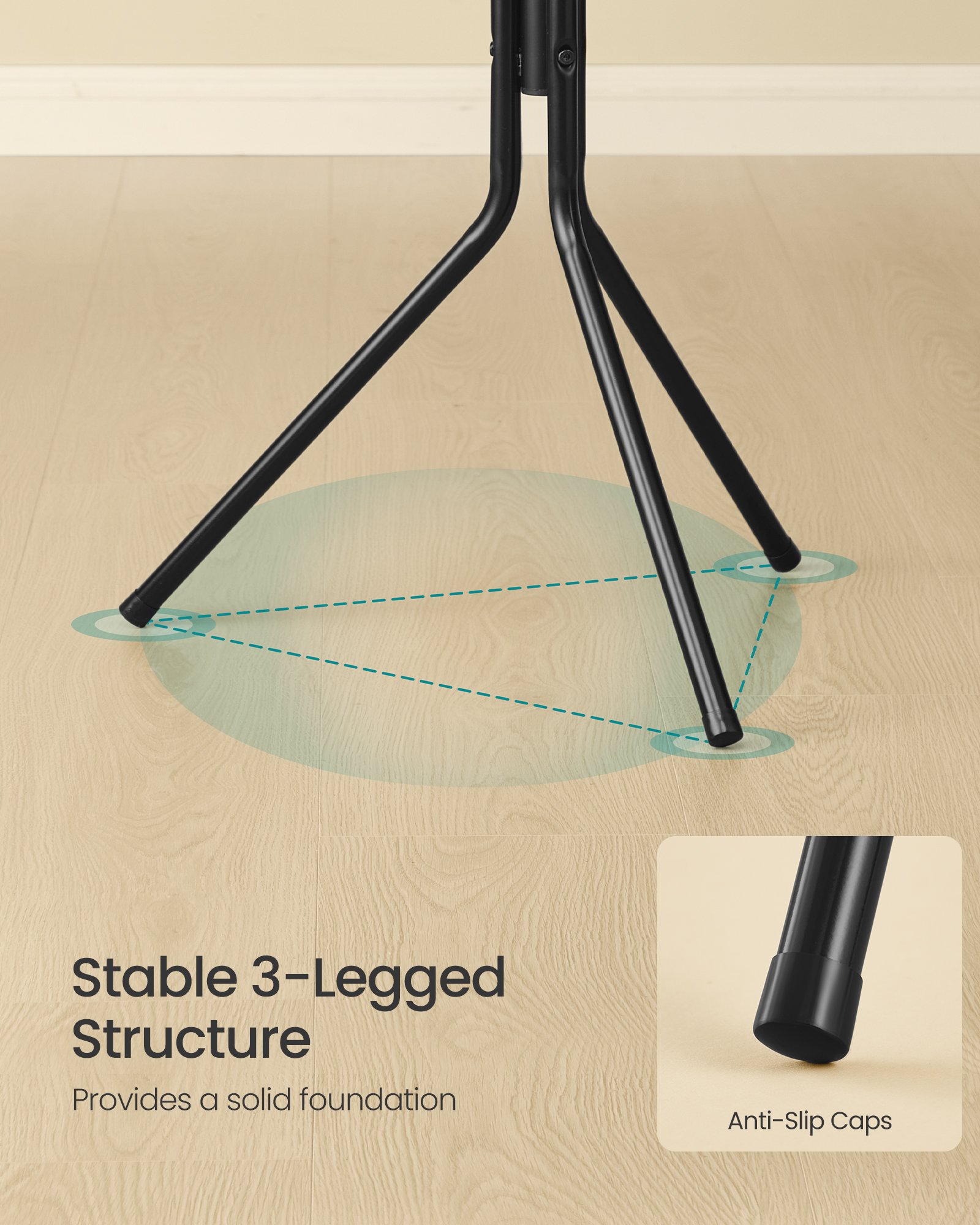 SONGMICS Coat Rack, Metal Coat Tree, Freestanding Organizer for Clothes, Bags, Hats, 175 cm Tall, 16 Hooks, for Entryway, Living Room, Bedroom, Ink Black RCR081BH01 5 SONGMICS Coat Rack, Metal Coat Tree, Freestanding Organizer for Clothes, Bags, Hats, 175 cm Tall, 16 Hooks, for Entryway, Living Room, Bedroom, Ink Black RCR081BH01 - Bild 5